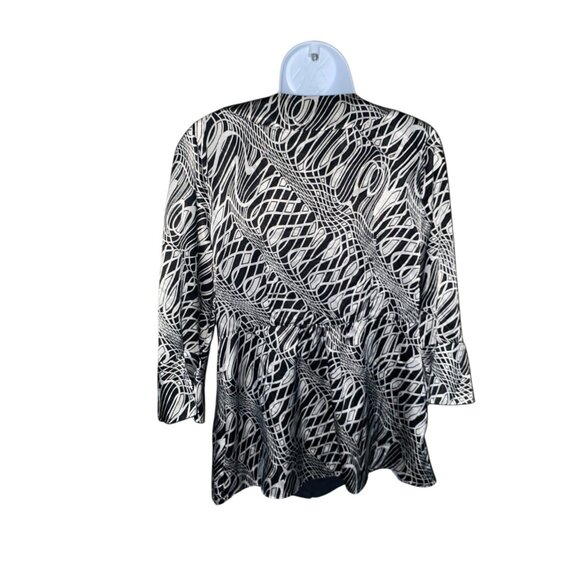 Moonlight Babydoll Top M Black White Geometric 3/4 Bell Sleeve Whimseygoth - Picture 9 of 15